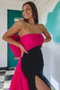 Load image into Gallery viewer, Black Patchwork Strapless Mermaid Long Formal Dress with Back Bowknot