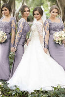 Load image into Gallery viewer, Mermaid Asymmetrical Neck Lilac Bridesmaid Dress with Appliques