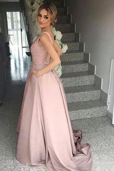 Sparkly Blush Long Bridesmaid Dress