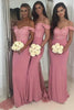 Load image into Gallery viewer, Mermaid Off The Shoulder Pink Bridesmaid Dress with Lace