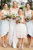 Load image into Gallery viewer, Simple V-Neck Light Blue Bridesmaid Dress