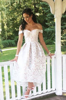 Load image into Gallery viewer, Off The Shoulder White Lace Bridesmaid Dress