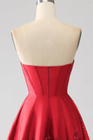 Load image into Gallery viewer, Elegant Princess A-Line Strapless Dark Red Long Formal Dress with 3D Flowers