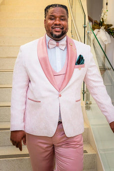 Pink Shawl Lapel Wedding Party Suit for Men