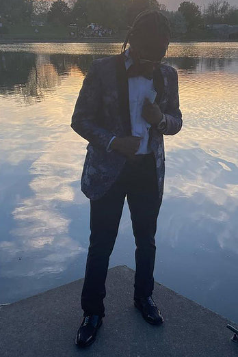 Flower Print Shawl Lapel Prom Suit For Men