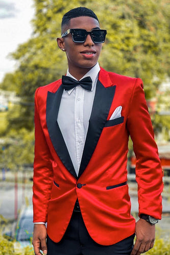 Notched Lapel Red Prom Blazer for Men