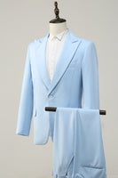Load image into Gallery viewer, Light Blue Peak Lapel 2 Piece Men&#39;s Prom Suits