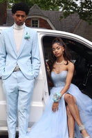 Load image into Gallery viewer, Light Blue Peak Lapel 2 Piece Men&#39;s Prom Suits