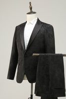 Load image into Gallery viewer, Peak Lapel Black Jacquard Men&#39;s Prom Tuxedos