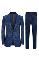 Load image into Gallery viewer, Peak Lapel Black Jacquard Men&#39;s Prom Tuxedos