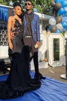 Load image into Gallery viewer, Peak Lapel Jacquard Royal Blue Single Breasted Men&#39;s Prom Blazer