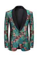 Load image into Gallery viewer, Green Shawl Lapel Jacquard Men&#39;s Prom Blazer