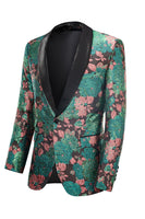 Load image into Gallery viewer, Green Shawl Lapel Jacquard Men&#39;s Prom Blazer