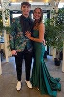 Load image into Gallery viewer, Green Shawl Lapel Jacquard Men&#39;s Prom Blazer