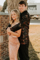 Load image into Gallery viewer, Dark Brown Shawl Lapel Jacquard Men&#39;s Prom Blazer