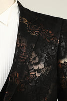 Load image into Gallery viewer, Dark Brown Shawl Lapel Jacquard Men&#39;s Prom Blazer