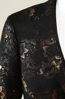 Load image into Gallery viewer, Dark Brown Shawl Lapel Jacquard Men&#39;s Prom Blazer