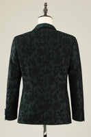 Load image into Gallery viewer, Dark Green Jacquard Shawl Lapel One Button 2 Piece Men&#39;s Prom Suits