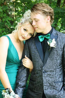 Load image into Gallery viewer, Black Jacquard Peak Lapel Men&#39;s 2-Piece Formal Suits