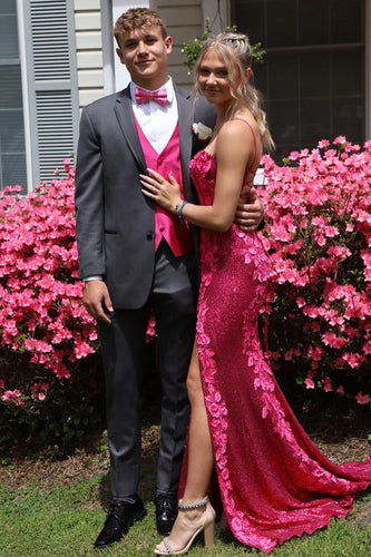 Grey Notched Lapel Men's 2-Piece Prom Party Suits