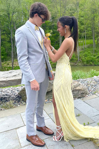 Light Grey Notched Lapel Men's 2-Piece Prom Party Suits