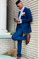 Load image into Gallery viewer, Royal Blue Notched Lapel Two Buttons 2-Piece Men&#39;s Formal Wedding Suits