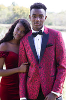 Load image into Gallery viewer, Fuchsia Peak Lapel One Button Men&#39;s Formal Blazer