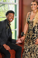 Load image into Gallery viewer, Sparkly Black Shawl Lapel 3 Piece Single-Breasted Men&#39;s Prom Suits