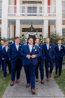 Load image into Gallery viewer, Blue Notched Lapel 3 Piece Single-Breasted Men&#39;s Formal Wedding Suits