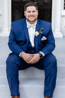 Load image into Gallery viewer, Blue Notched Lapel 3 Piece Single-Breasted Men&#39;s Formal Wedding Suits