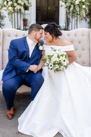 Load image into Gallery viewer, Blue Notched Lapel 3 Piece Single-Breasted Men&#39;s Formal Wedding Suits