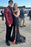 Load image into Gallery viewer, Fuchsia Peak Lapel One Button Men&#39;s Formal Blazer