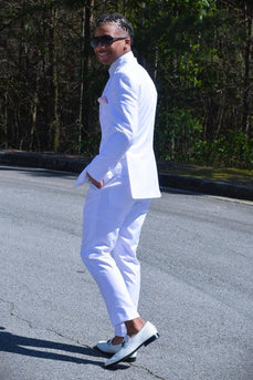 White Peak Lapel 2 Piece Formal Wedding Suits