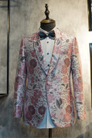 Load image into Gallery viewer, Pink Floral Jacquard Shawl Lapel 2 Piece Prom Tuxedo