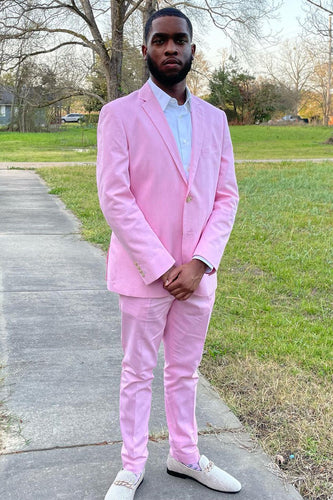 Pink Notched Lapel 2 Piece Formal Party Suits
