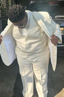 Load image into Gallery viewer, White Jacquard Shawl Lapel 3 Piece Formal Suits