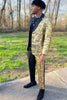 Load image into Gallery viewer, White and Golden Notched Lapel 2 Piece Patchwork Formal Party Suits