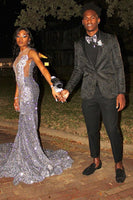 Load image into Gallery viewer, Black Jacquard Shawl Lapel One Button Formal Party Blazer