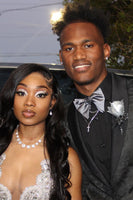 Load image into Gallery viewer, Black Jacquard Shawl Lapel One Button Formal Party Blazer