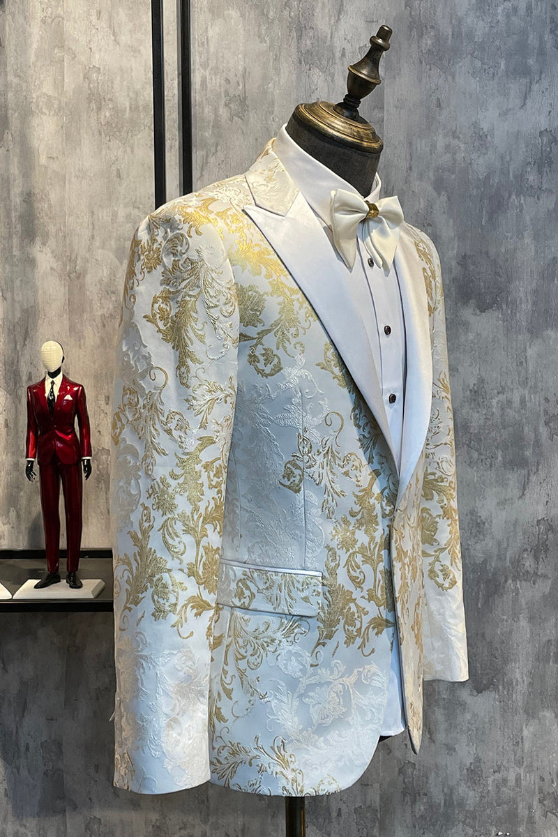 Load image into Gallery viewer, Champagne Peak Lapel Sequins Men&#39;s Formal Blazer