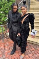 Load image into Gallery viewer, Black Shawl Lapel Jacquard 2 Piece Men&#39;s Prom Suits