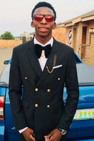 Load image into Gallery viewer, Black Peak Lapel Double Breasted 2-Piece Men&#39;s Formal Suits