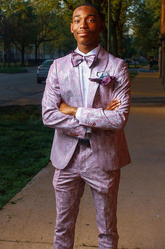 Grey Purple Shawl Lapel 2-Piece Men's Prom Suits