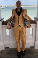 Load image into Gallery viewer, Khaki Peak Lapel Flower 3 Piece Formal Party Suits