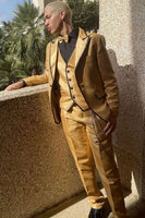 Load image into Gallery viewer, Khaki Peak Lapel Flower 3 Piece Formal Party Suits