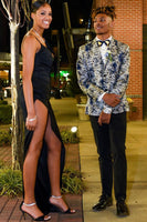 Load image into Gallery viewer, Grey Flower Jacquard Shawl Lapel Formal Blazer