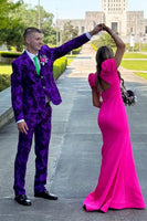 Load image into Gallery viewer, Notched Lapel Two Button Purple Jacquard Men&#39;s Prom Suits