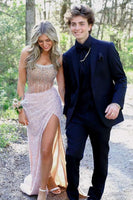 Load image into Gallery viewer, Notched Lapel One Button Dark Blue Men&#39;s Prom Suits