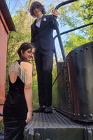 Load image into Gallery viewer, Notched Lapel Two Button Black Men&#39;s Prom Suits