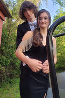 Load image into Gallery viewer, Notched Lapel Two Button Black Men&#39;s Prom Suits